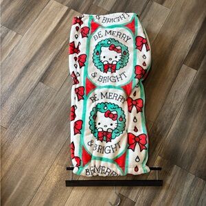 Hello Kitty Holiday Christmas Blanket with Wreaths